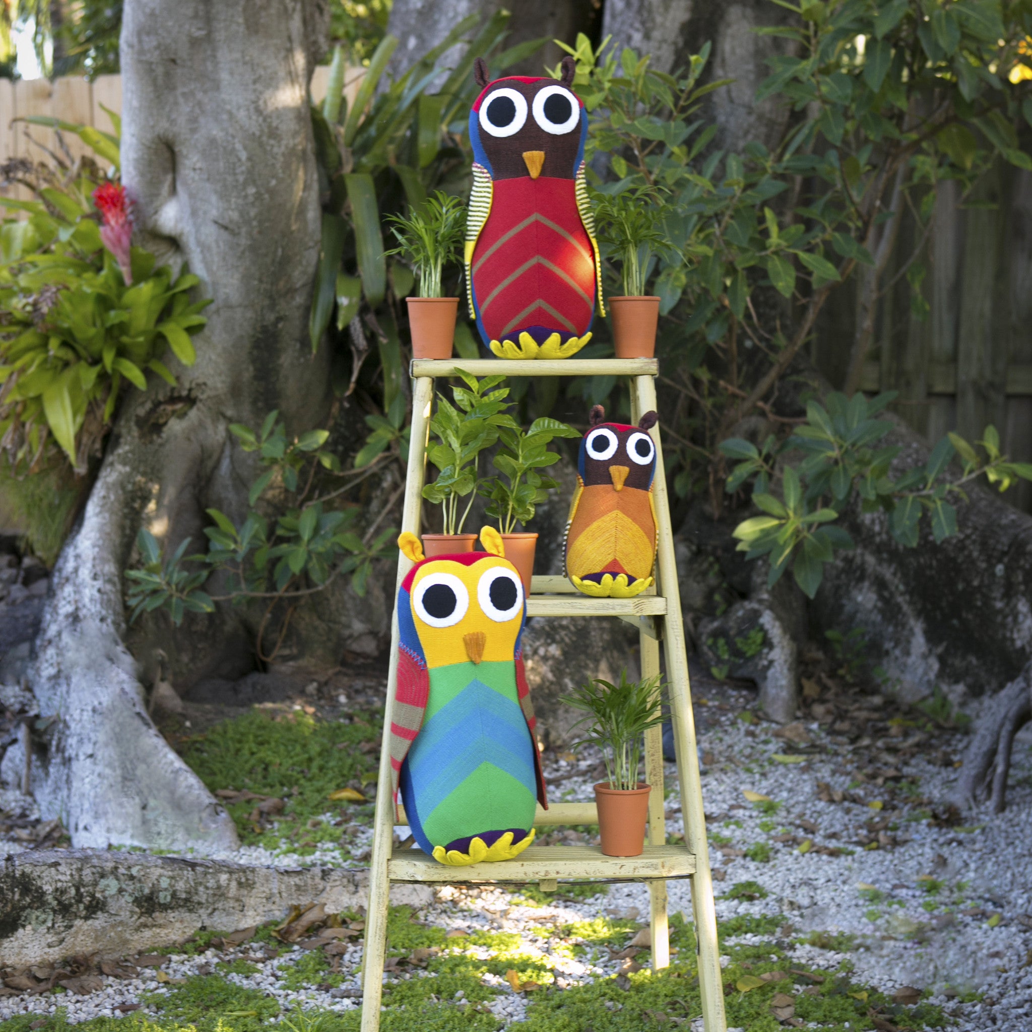 The Owl family is ready to make a hoot! (Harold & Harvey shown in large size and Homer in small size)