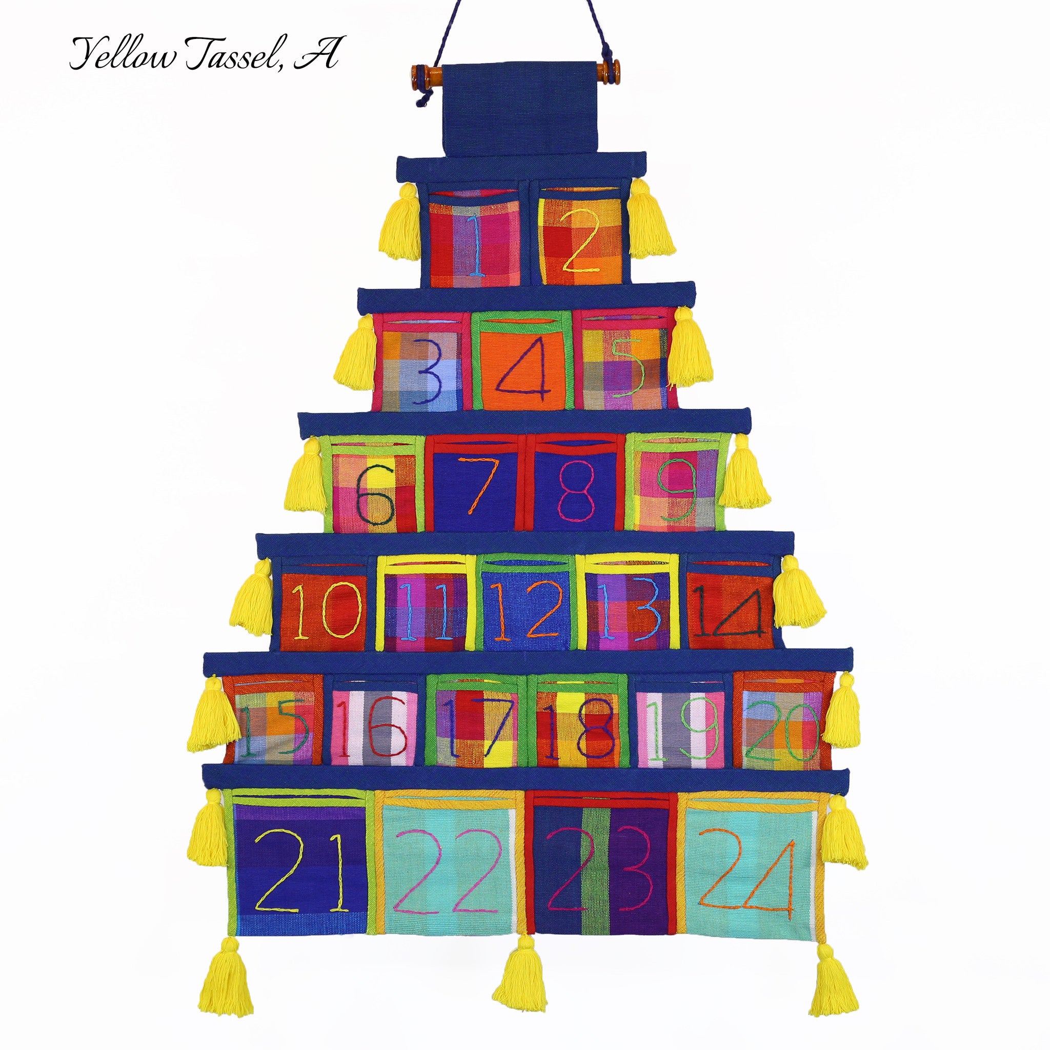 Advent Calendar, Navy Trim (with yellow tassels)