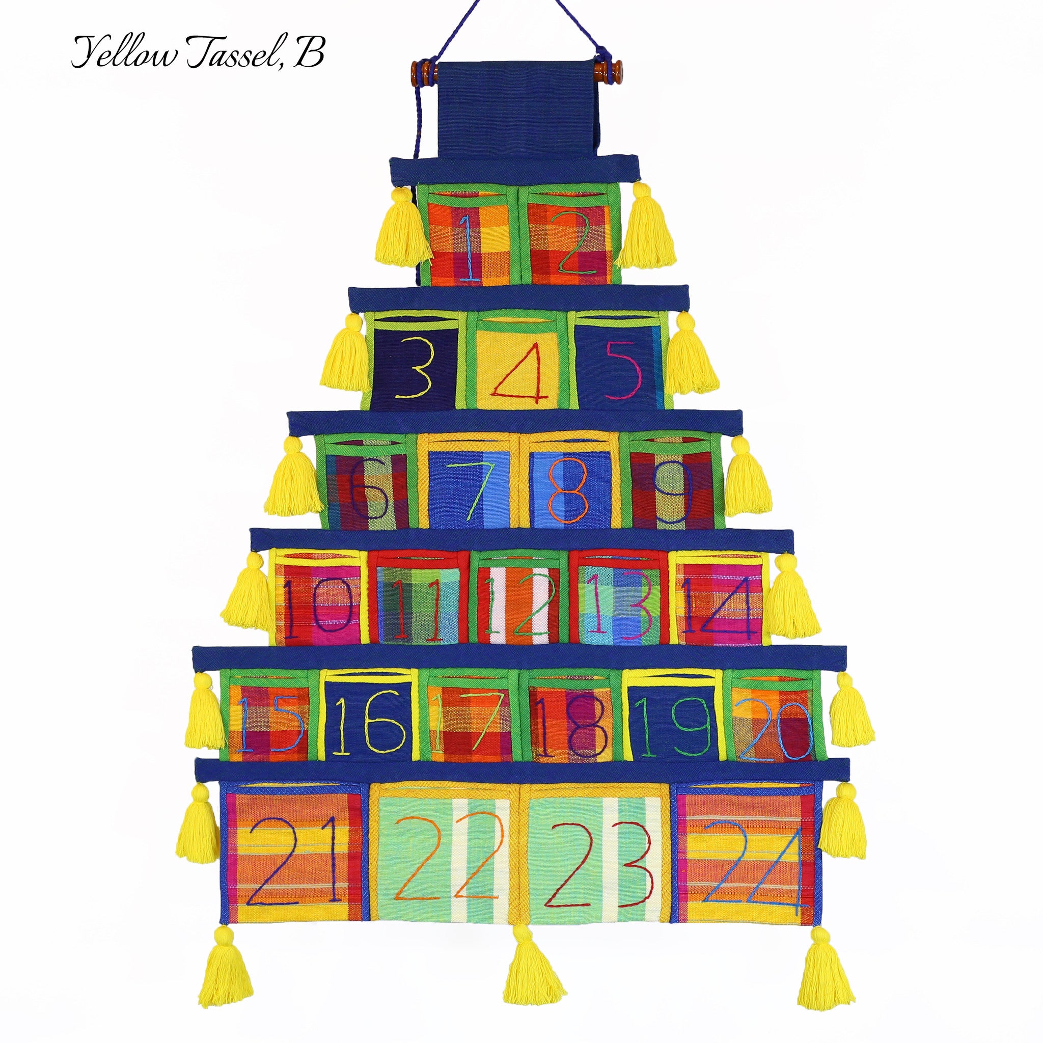 Advent Calendar, Navy Trim (with yellow tassels)