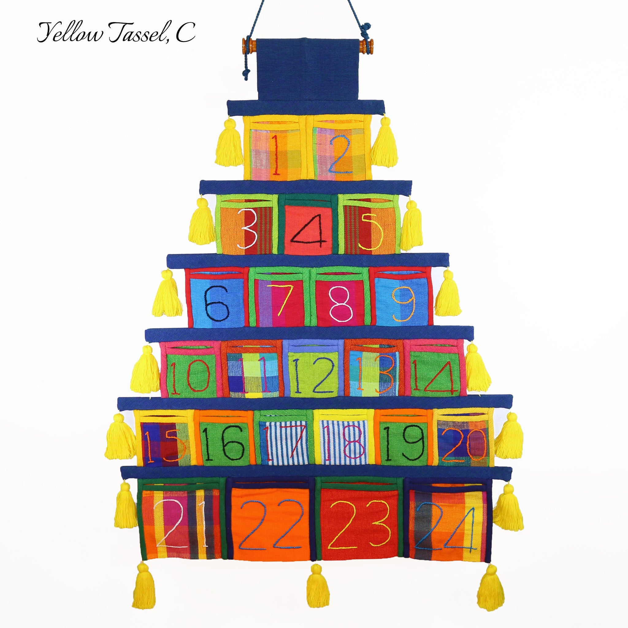 Advent Calendar, Navy Trim (with yellow tassels)