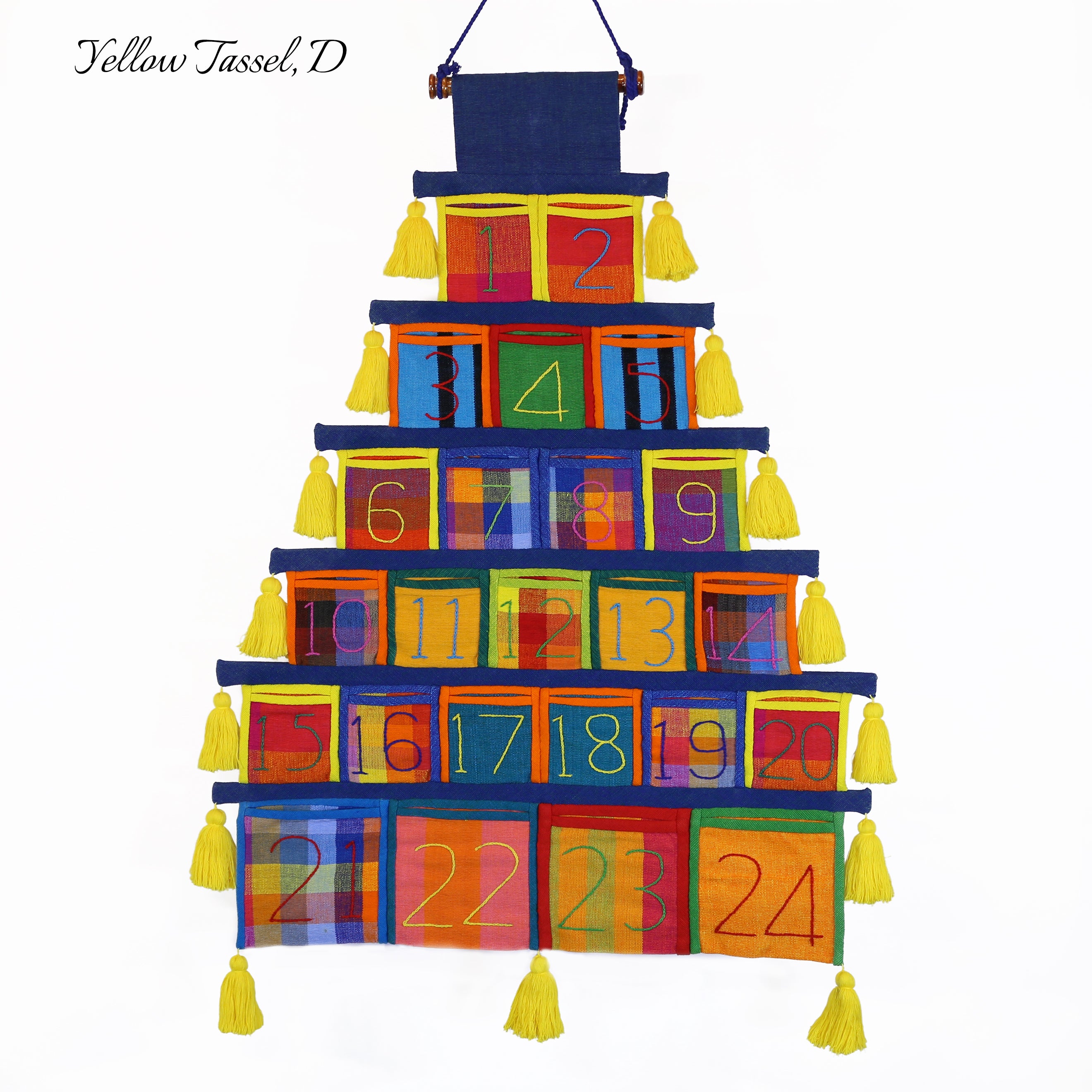 Advent Calendar, Navy Trim (with yellow tassels)