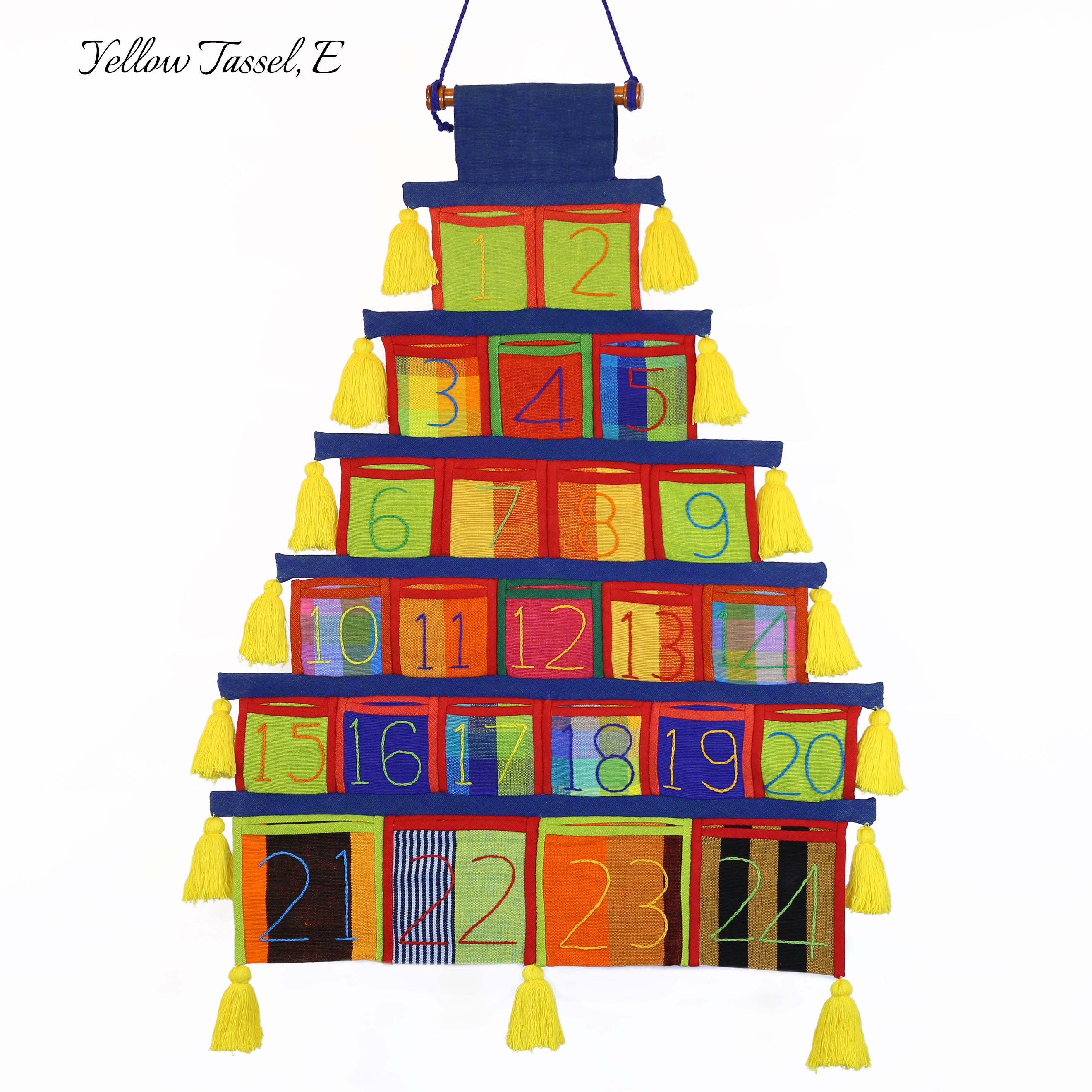 Advent Calendar, Navy Trim (with yellow tassels)