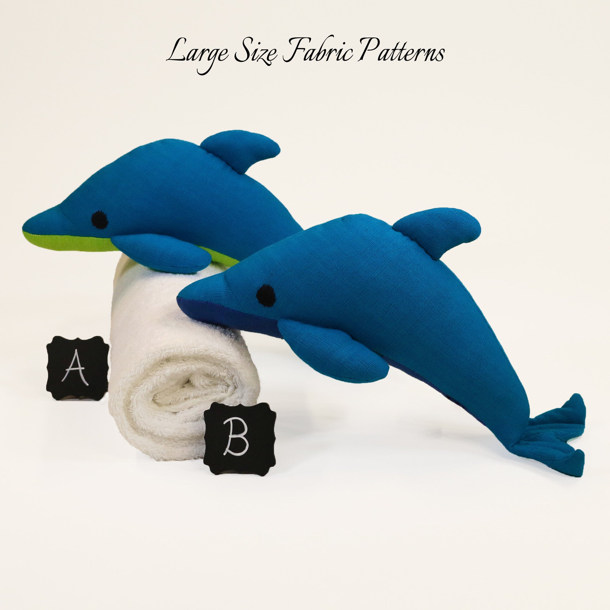 Danny, the Dolphin – all large size fabric patterns shown