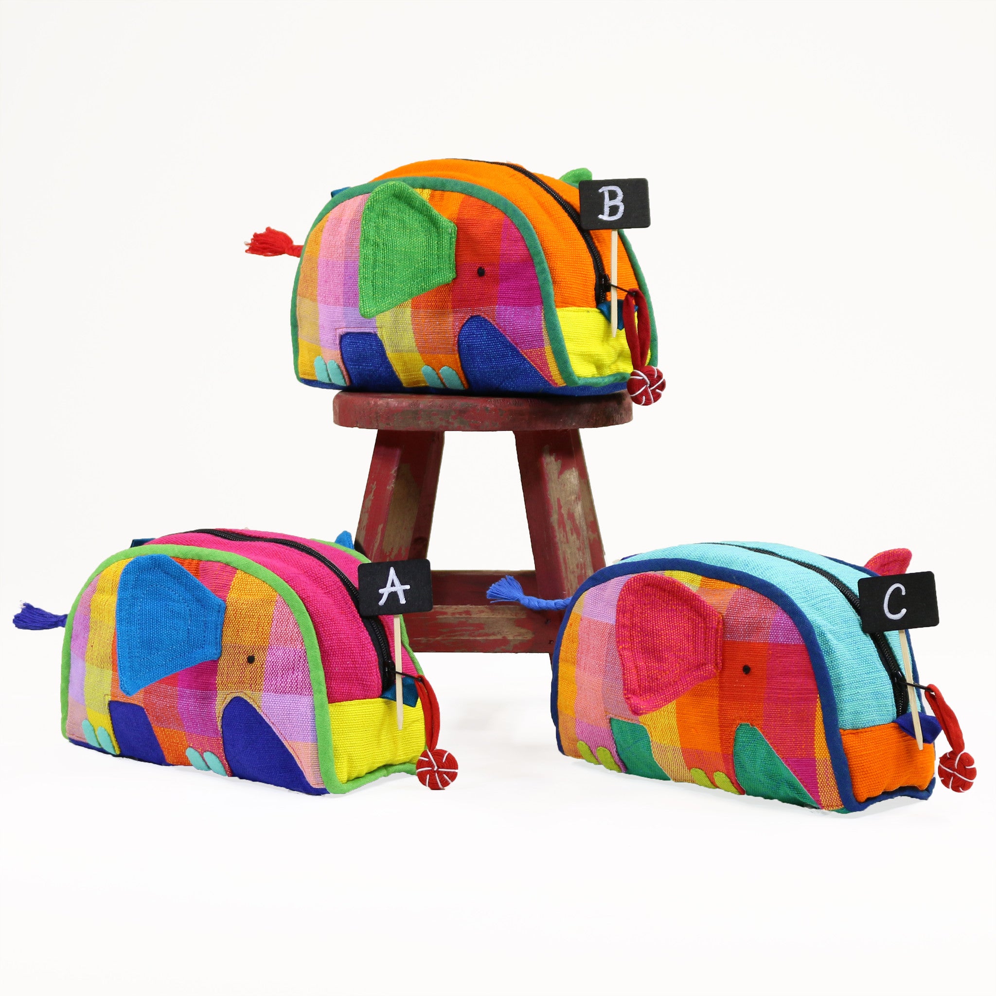 Elephant Zip Pouch – Tangerine fabric patterns
