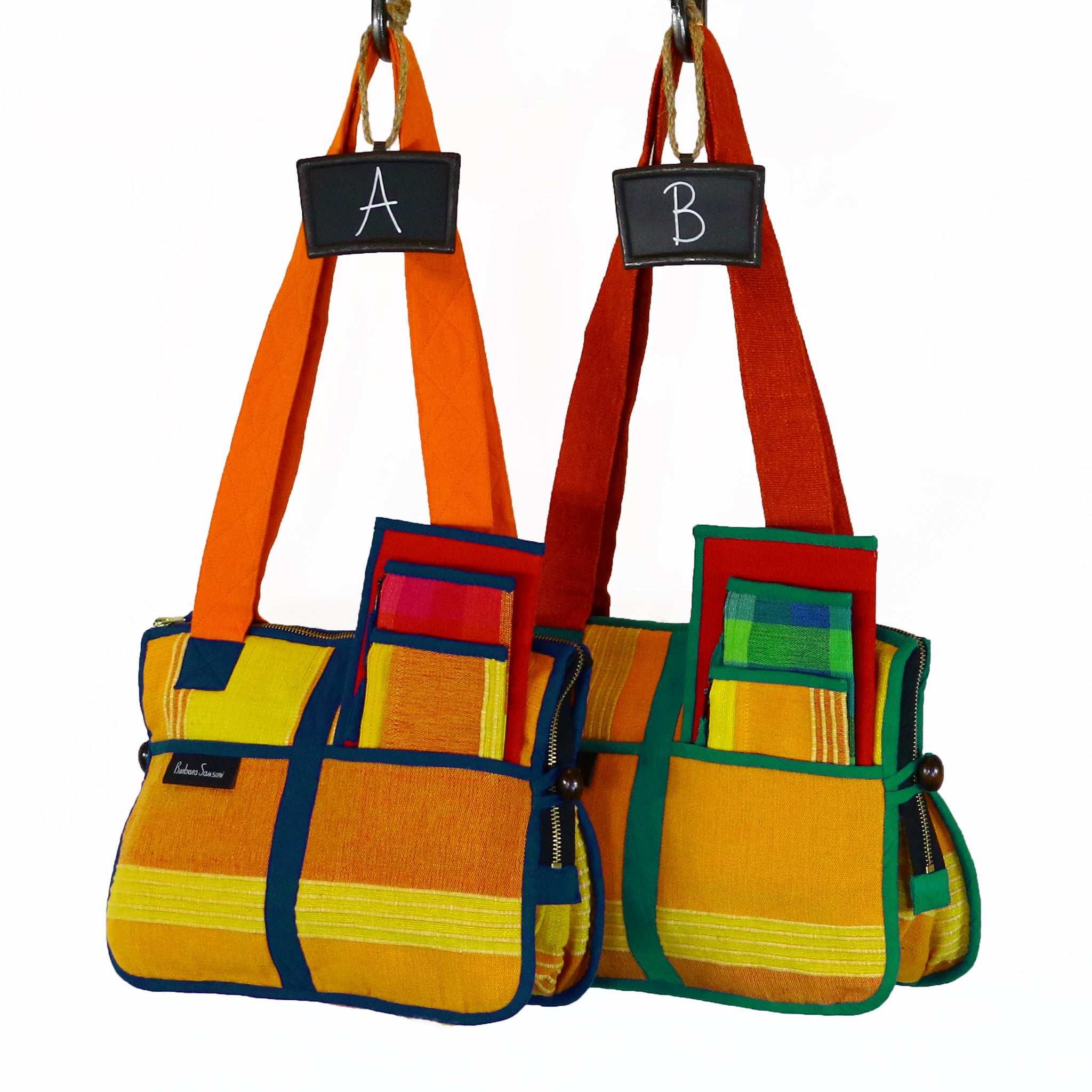 Barefoot Handwoven Expandable Shoulder Bag – Starburst fabric patterns shown