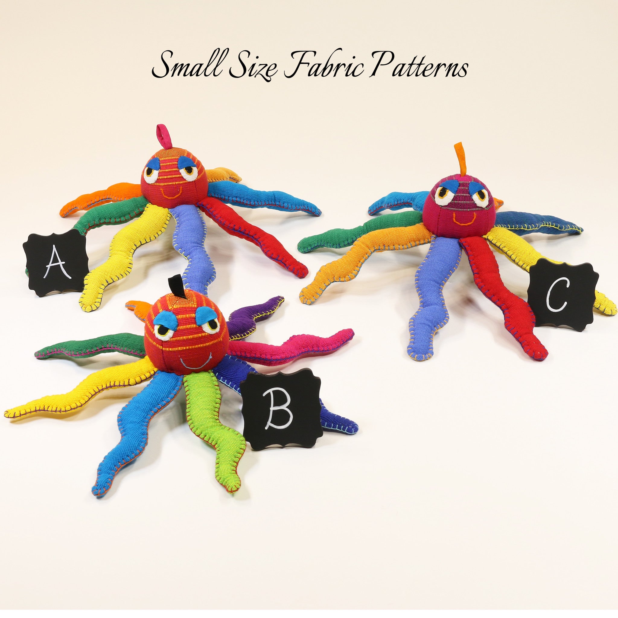 Orchid, the Octopus – small size fabric patterns shown
