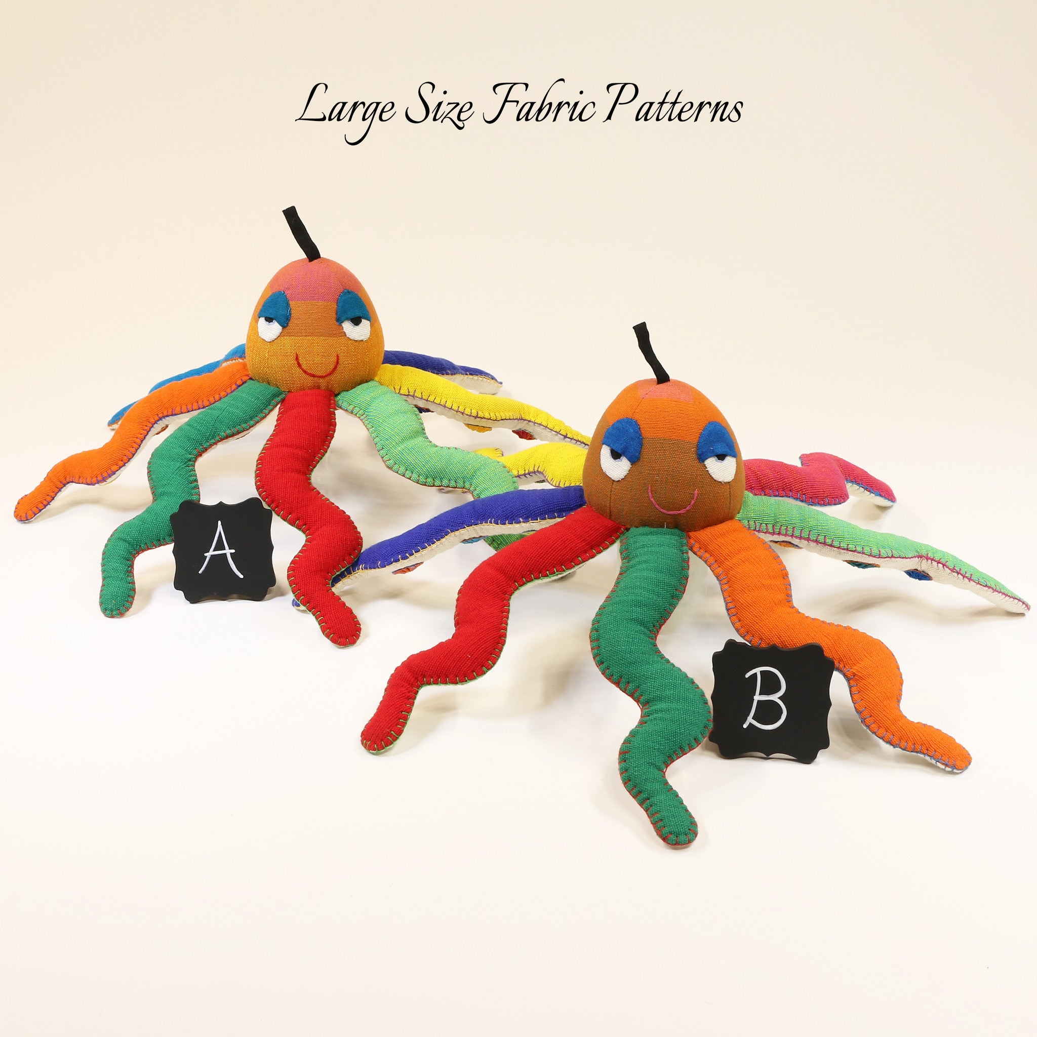 Orchid, the Octopus – large size fabric patterns shown