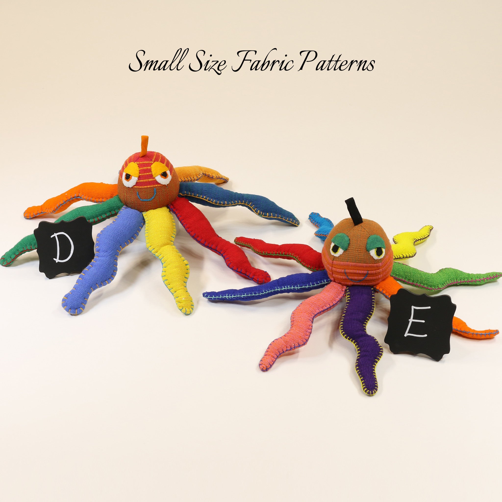 Orchid, the Octopus – small size fabric patterns shown