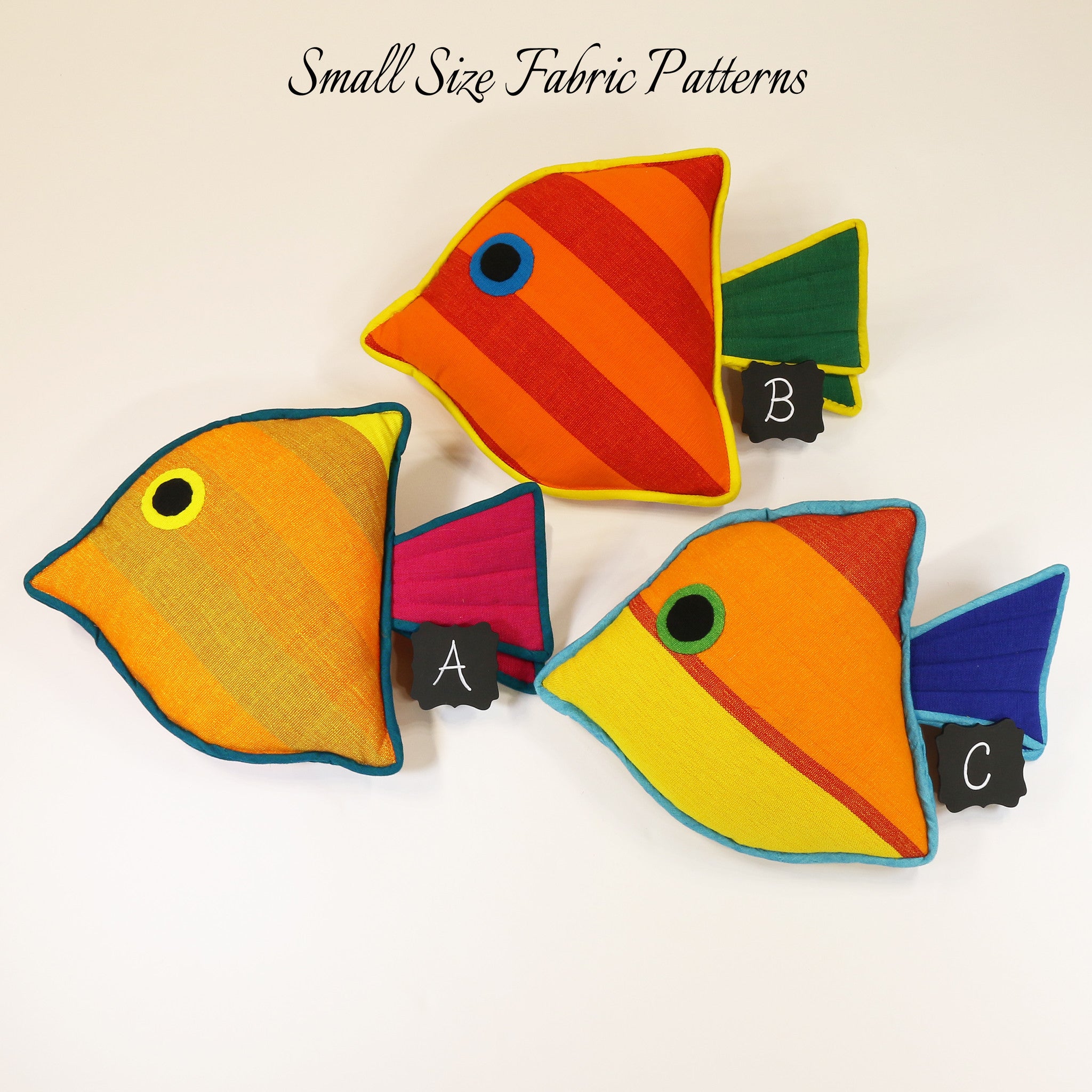 Patti, the Juvenile Fish – small size fabric patterns shown