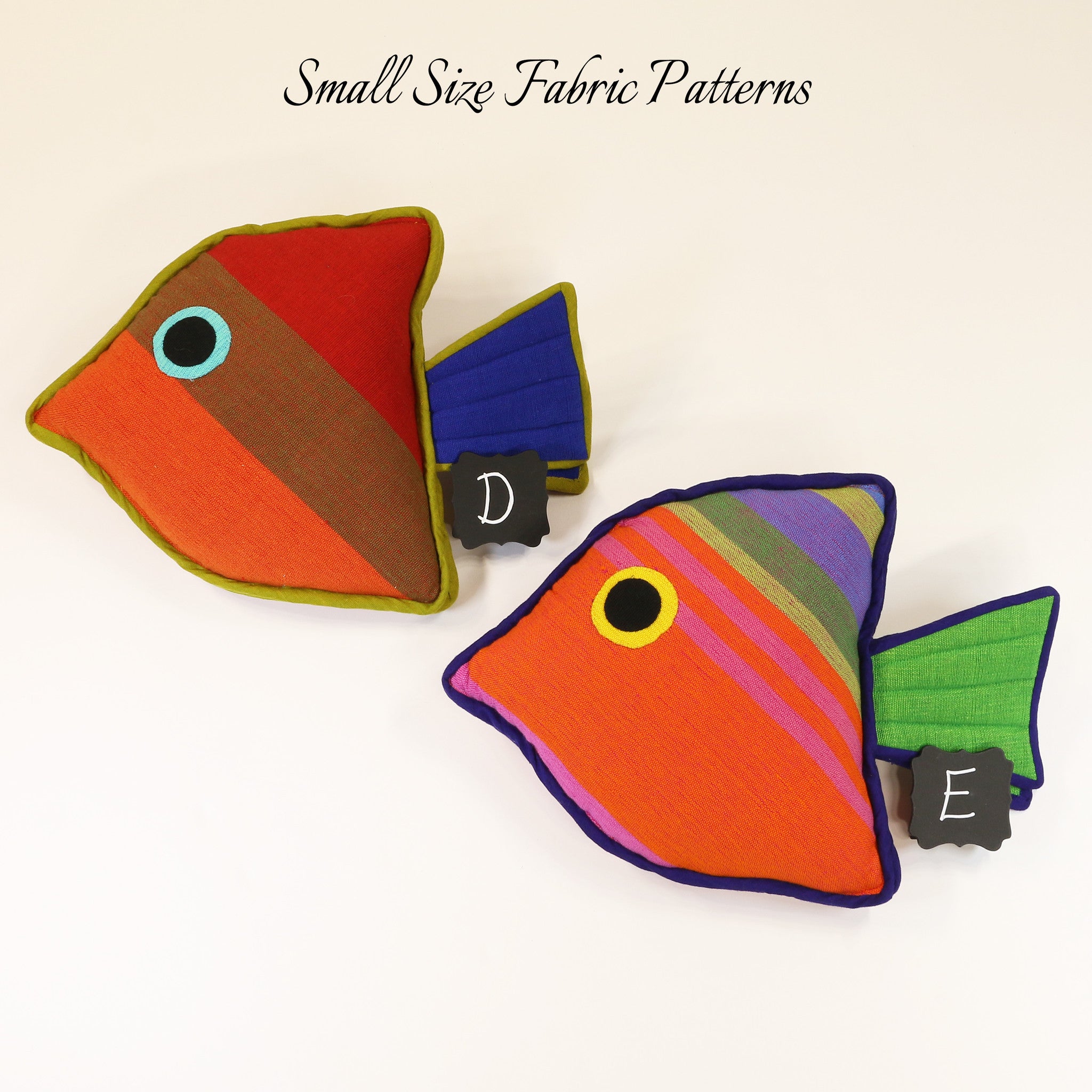 Patti, the Juvenile Fish – small size fabric patterns shown