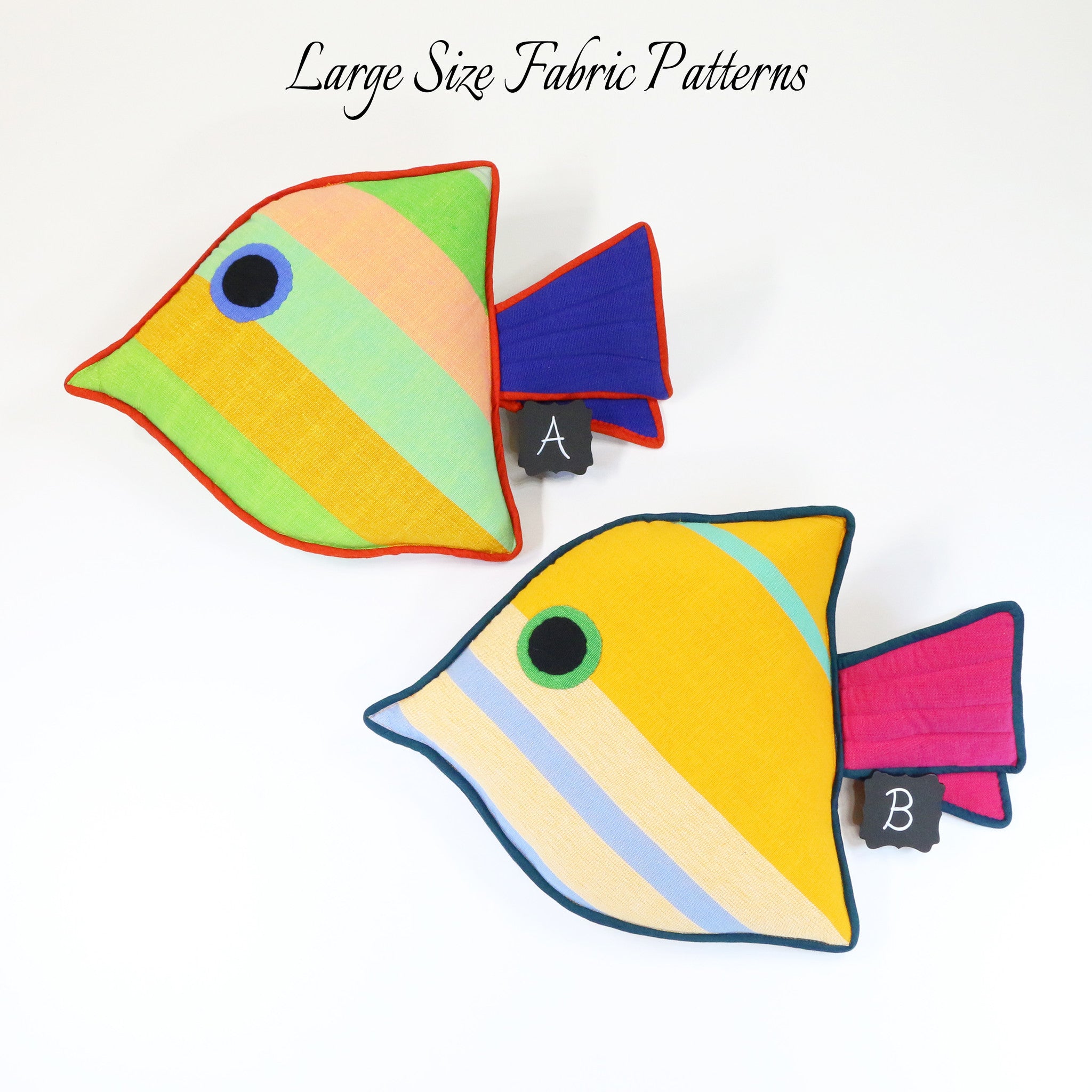 Andi, the Juvenile Fish – large size fabric patterns shown