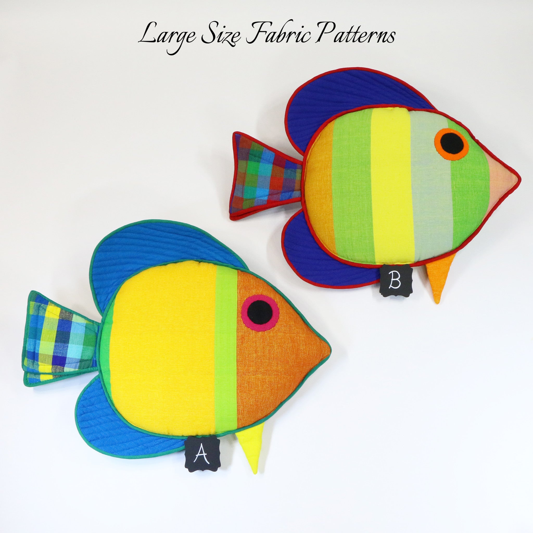 Hector, the Sail Fin Fish – all large size fabric patterns shown