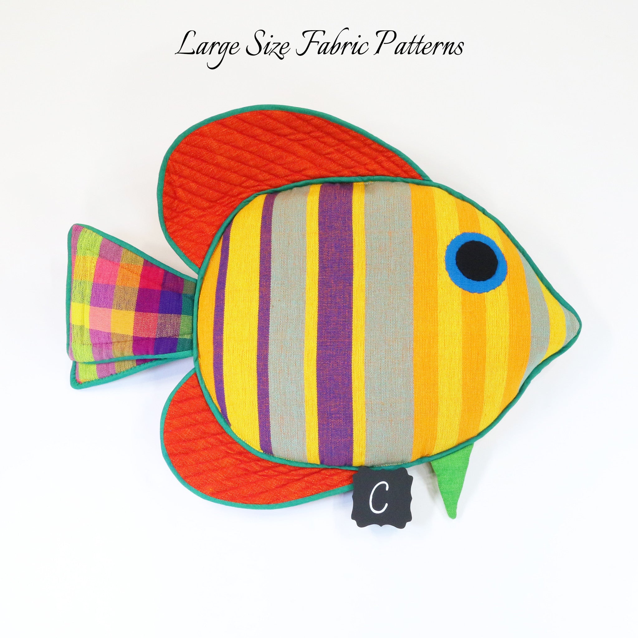 Felix, the Sail Fin Fish – large size fabric patterns shown