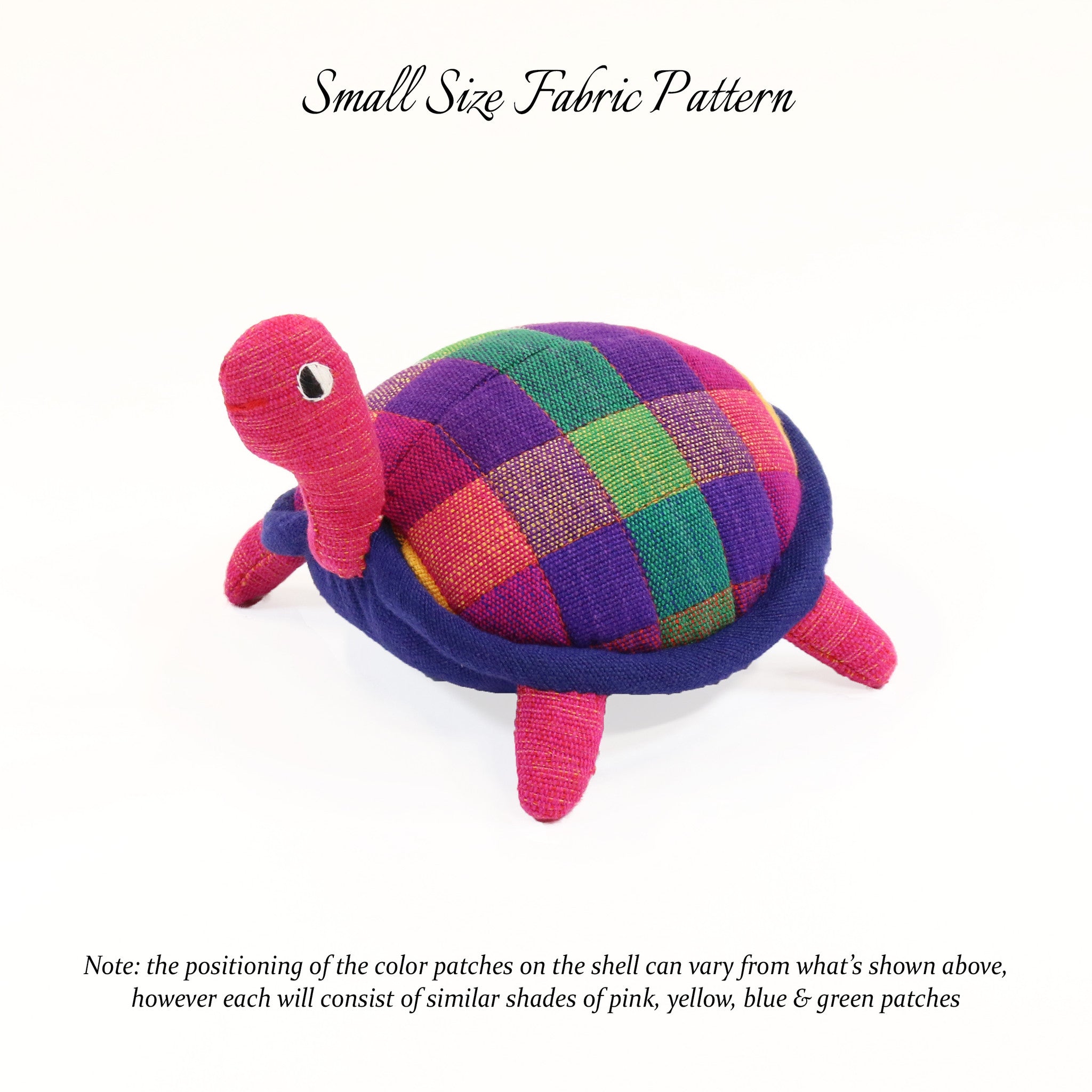 Tilly, the Turtle – small size fabric pattern shown