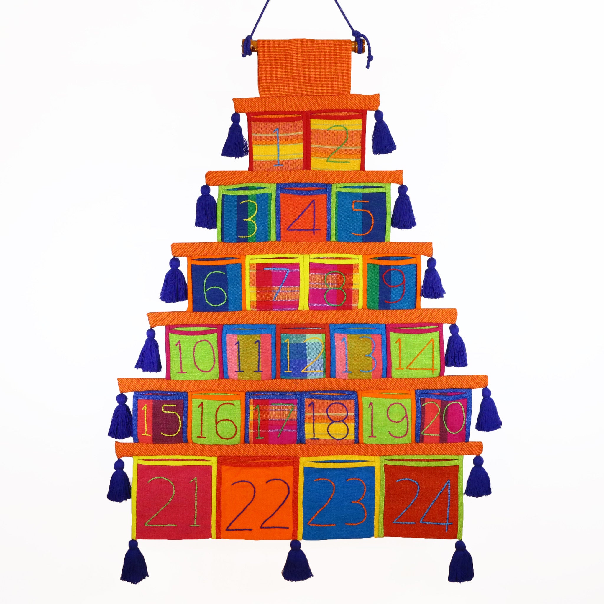 Advent Calendar, Orange Trim (with royal blue tassels)