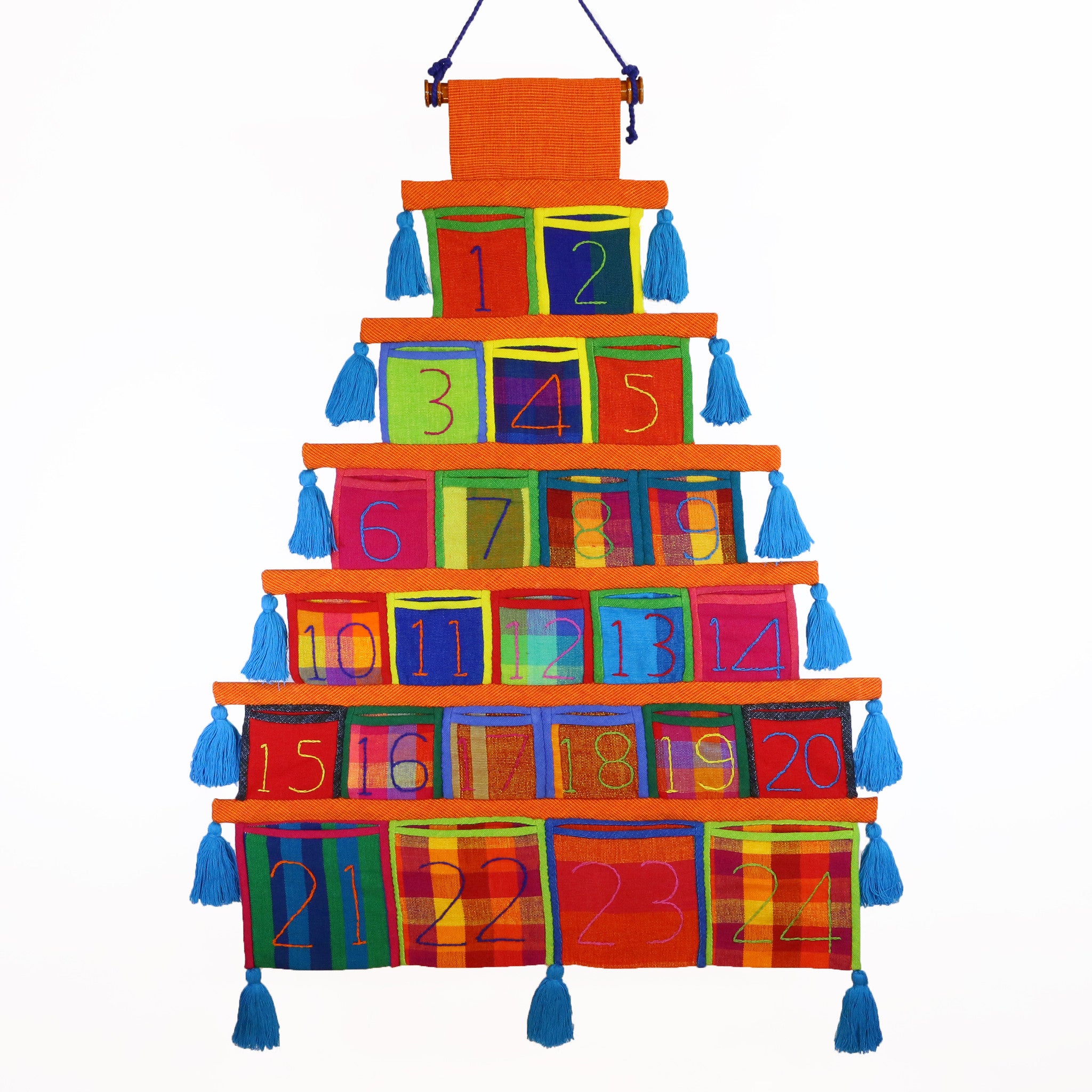 Advent Calendar, Orange Trim (with blue tassels)