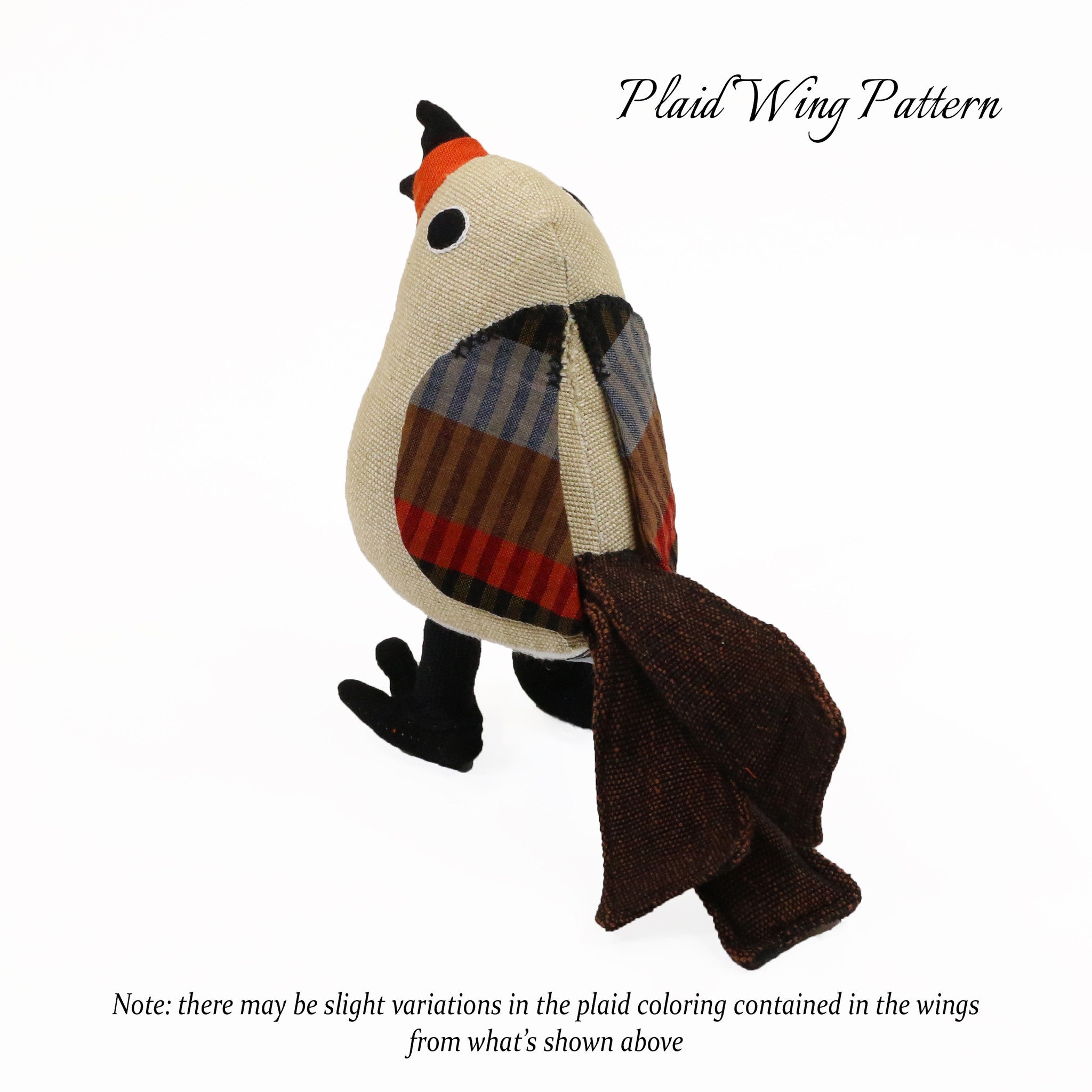 Roxy, the Red Robin (plaid wing pattern, back view)