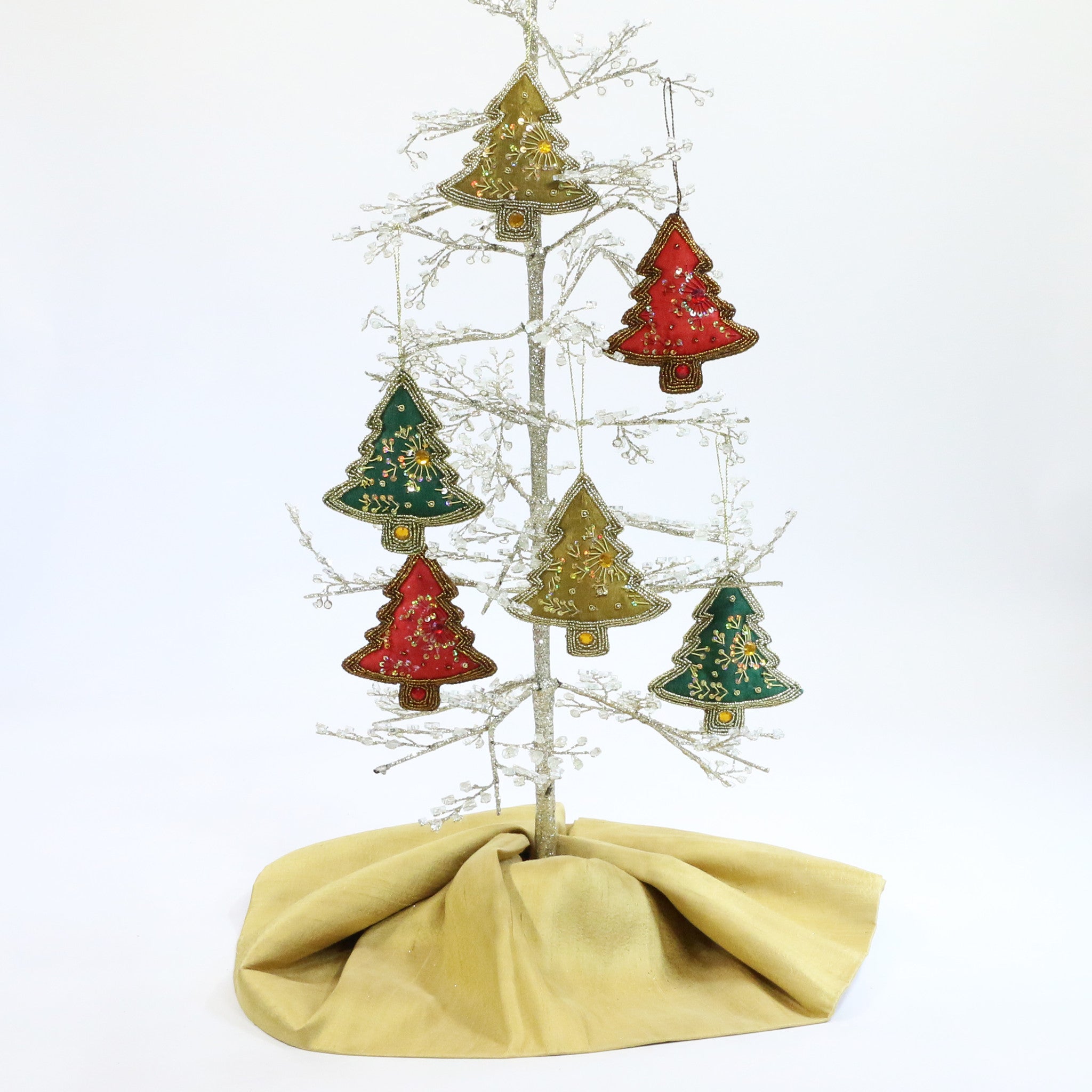 Hand Beaded, Tree Shaped Ornaments from India