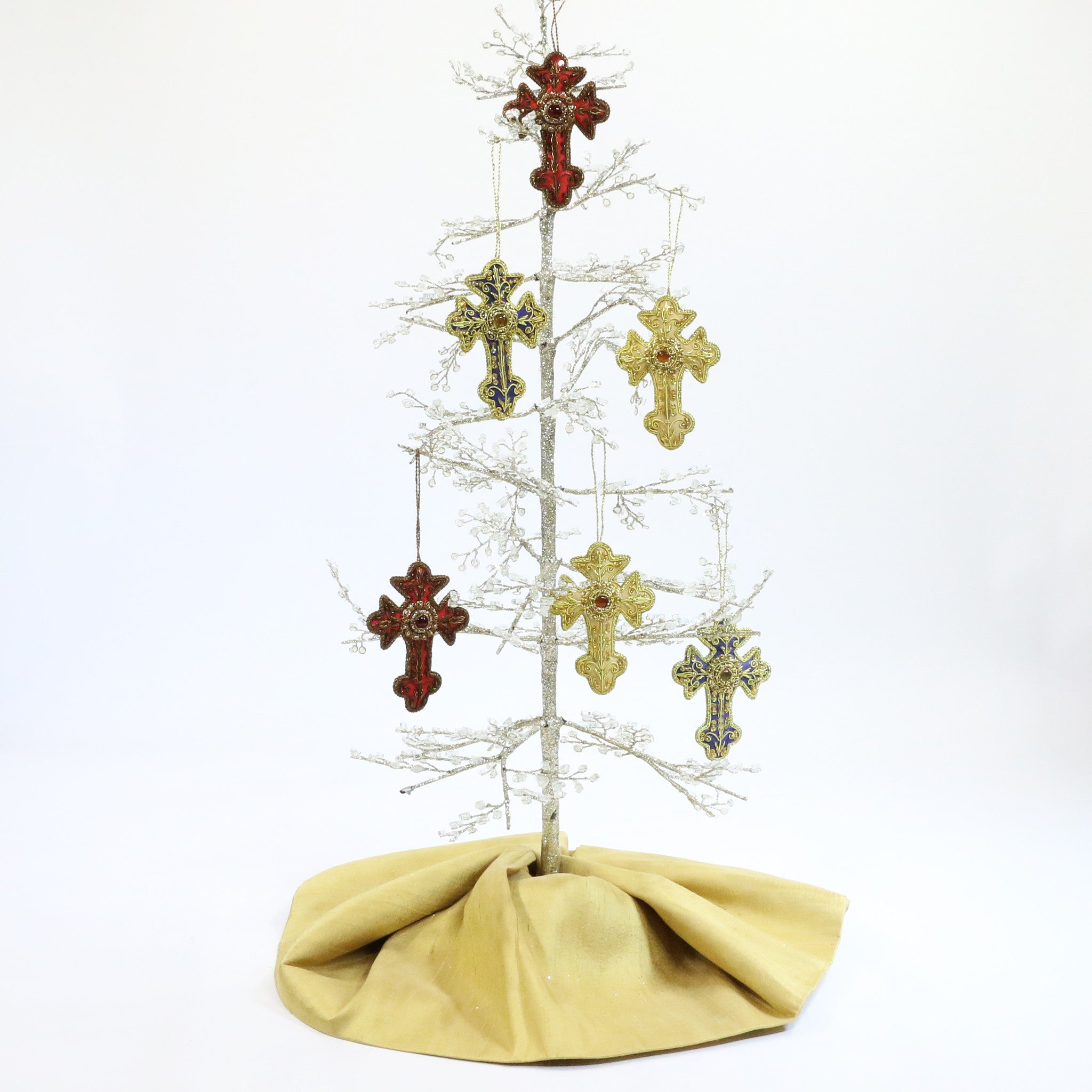 Hand Beaded, Cross Shaped Ornaments from India