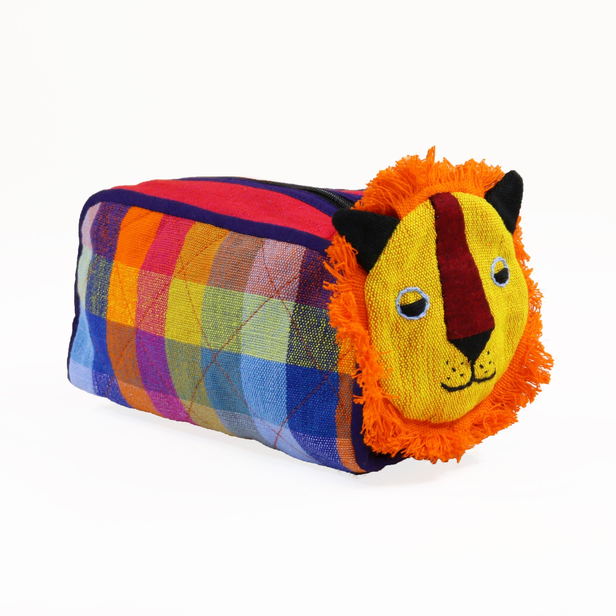 Lion Zip Pouch - Gingersnap fabric