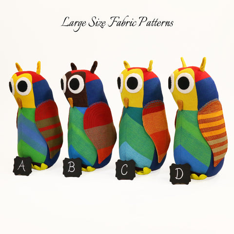Harvey, the Owl – large size fabric patterns shown