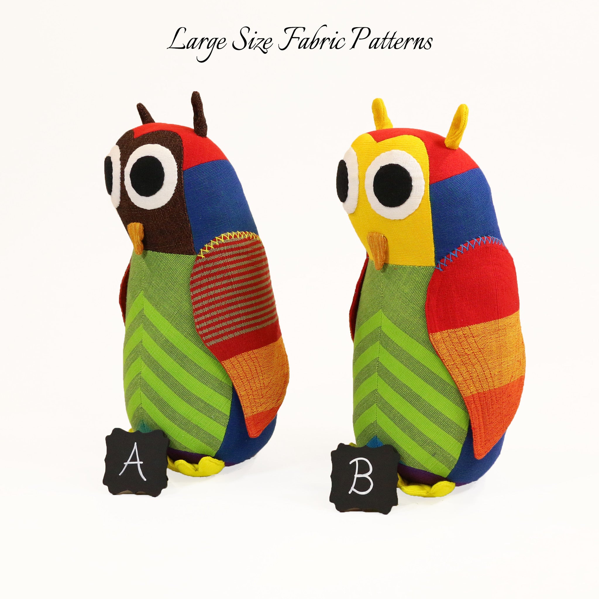 Hunter, the Owl – large size fabric patterns shown
