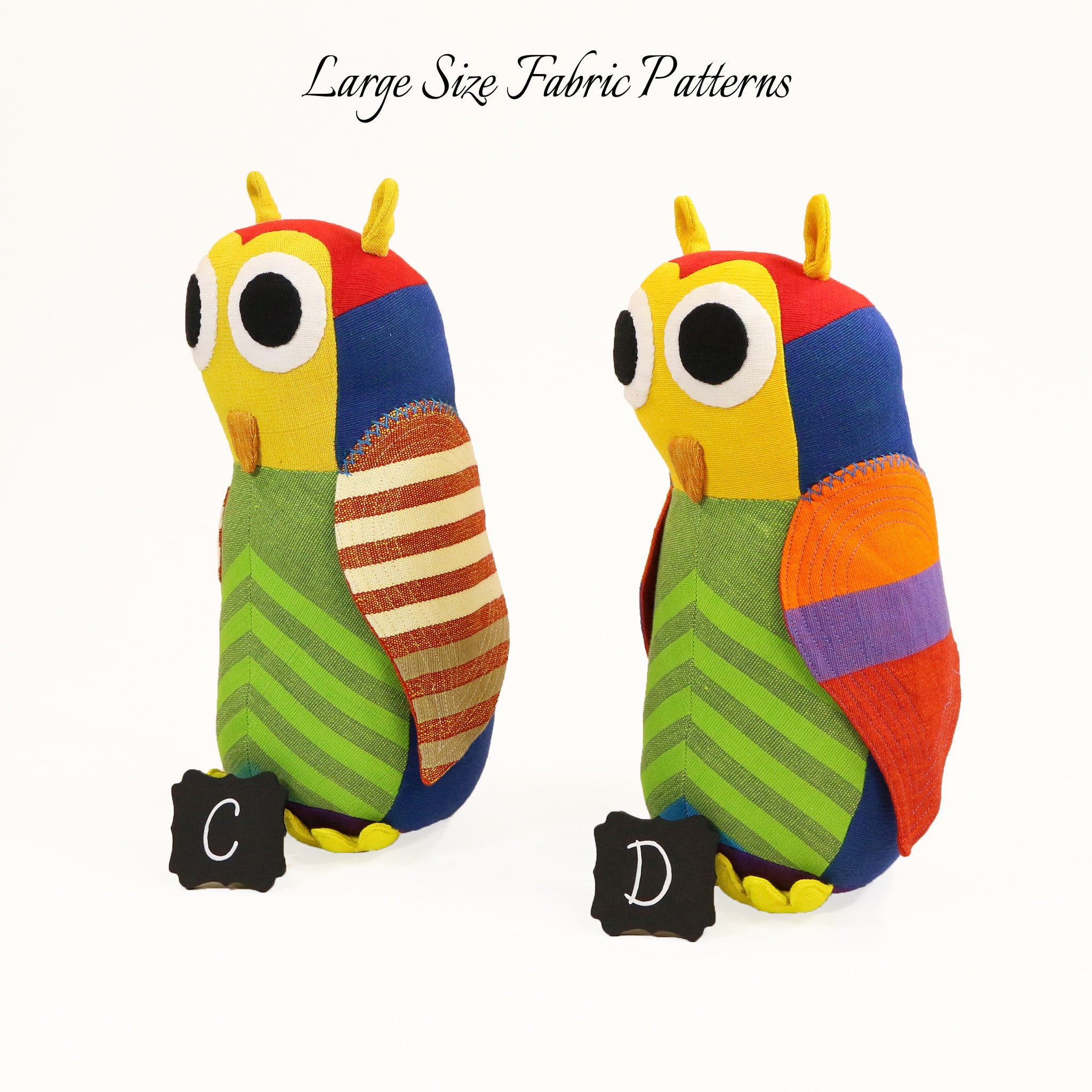 Hunter, the Owl – large size fabric patterns shown