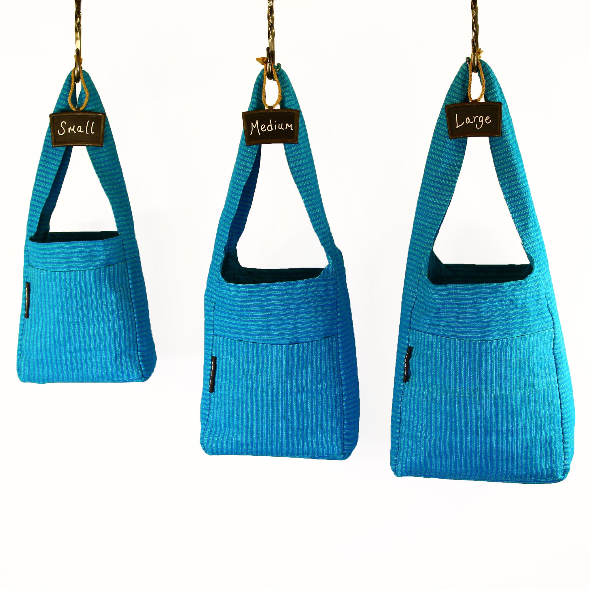 The Versatile Shoulder Bag – Azure fabric shown (small, medium, & large sizes)
